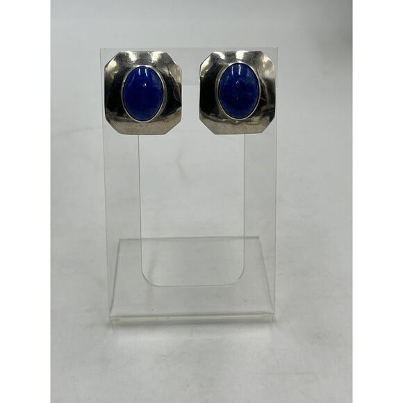 Jessie Claw Navajo Native American Signed Sterling Blue Lapis Lazuli Earrings - Picture 2 of 8
